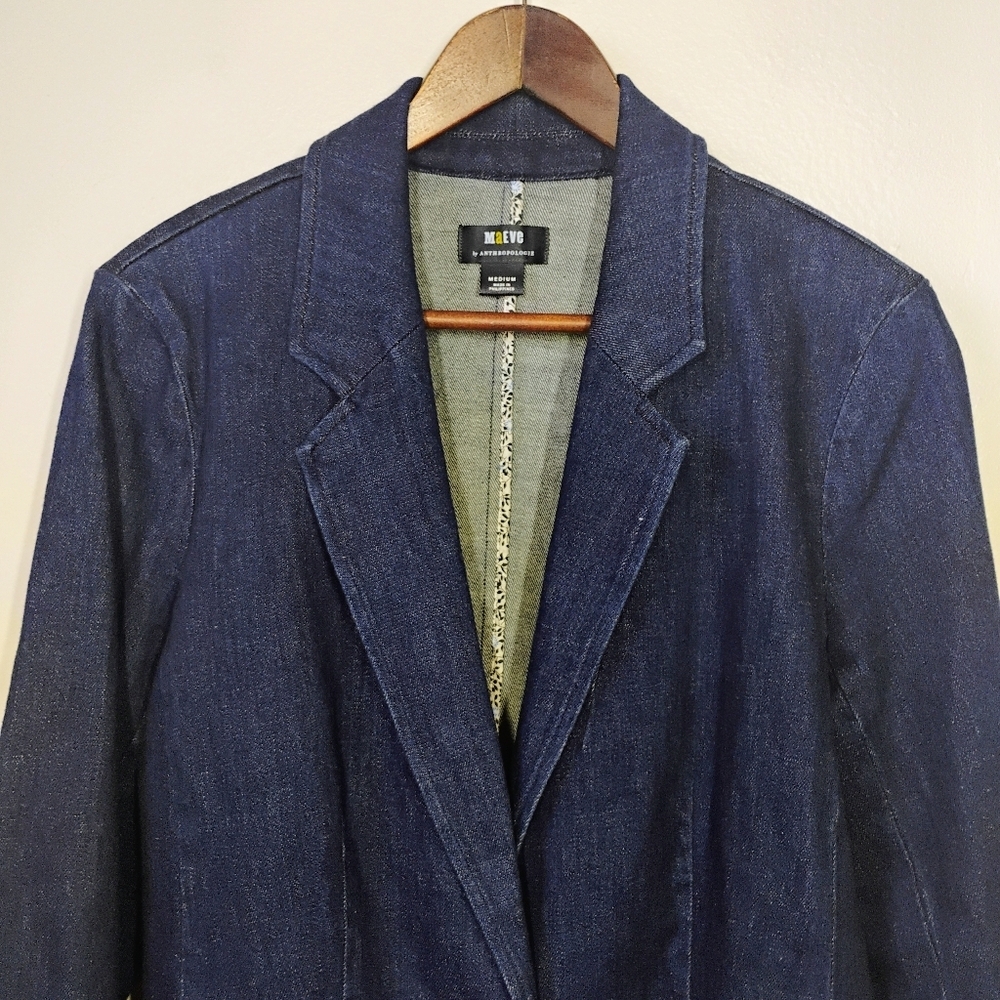 Maeve Anthropologie‎ Tailored Denim Blazer Womens Medium Office Business Casual - Picture 6 of 16